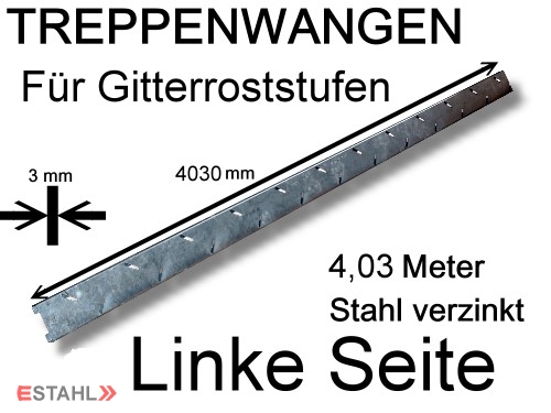 Treppenwange für max 13 Gitterroststufen