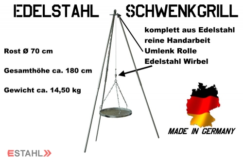 Edelstahl Dreibein-Schwenkgrill  0,7 m