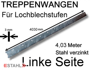 Treppenwange 4030 mm links fr Lochblechstufen