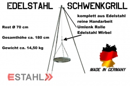 Edelstahl Dreibein-Schwenkgrill  0,7 m