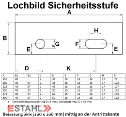 Sicherheitsstufe 1000 x 275 x 45 mm