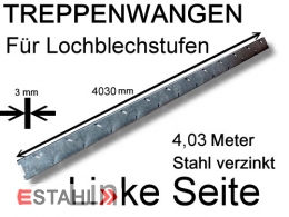 Treppenwange 4030 mm links für Lochblechstufen