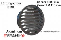 Lüftungsgitter aus Aluminium Ø 80 mm
