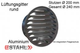 Lüftungsgitter aus Aluminium Ø 200 mm